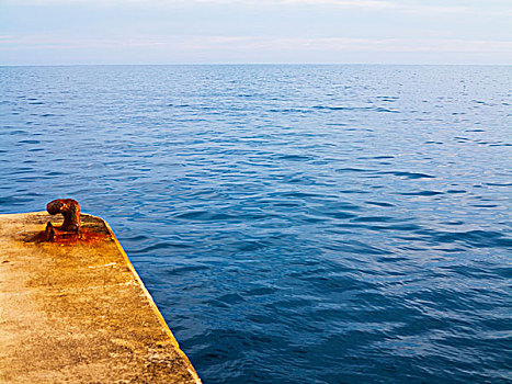 一个,系船柱,码头,卡普德佩拉,马略卡岛,巴利阿里群岛,西班牙