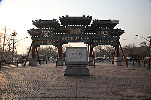 颐和园,牌坊,中国,北京,全景,风景,地标,传统