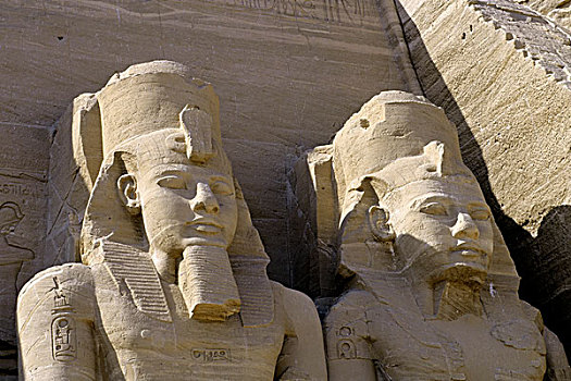 埃及,阿布辛贝尔神庙,雕塑,拉美西斯二世,特写