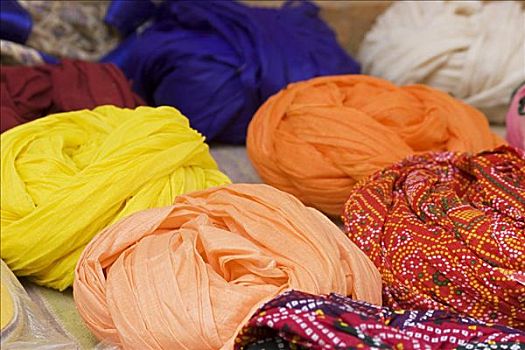 俯拍,多彩,缠头巾,斋沙默尔,拉贾斯坦邦,印度