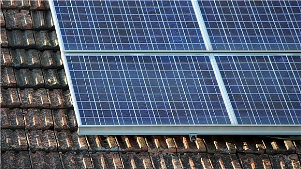 太阳能电池板,老,屋顶