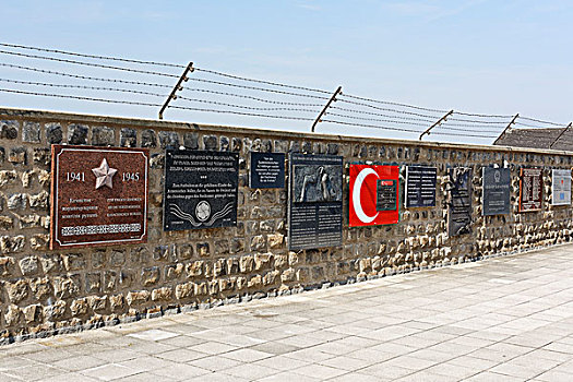 墙壁,许多,纪念,铭牌,专注,露营,上奥地利州,奥地利,欧洲