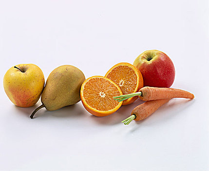 苹果,梨,橙色,胡萝卜