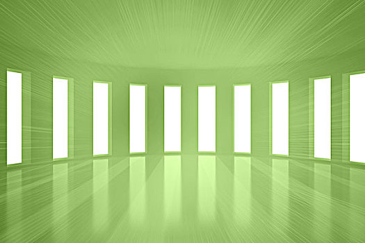 鲜明,绿色,房间,窗户