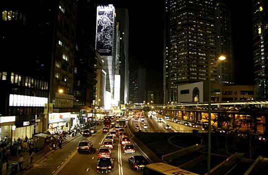 街道,香港岛,夜景,香港,中国,亚洲