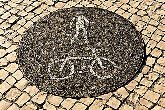 象形图,小路,自行车道,里斯本,葡萄牙,欧洲