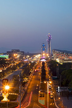 北京奥体中心夜景