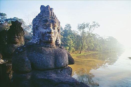柬埔寨,吴哥窟,南门,寺庙,地面