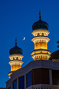 乌鲁木齐大巴扎清真寺夜景