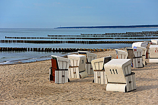 白色,海滩,椅子,防波堤,波罗的海,海洋,阿伦斯霍普,西部,达斯,梅克伦堡前波莫瑞州,德国,欧洲