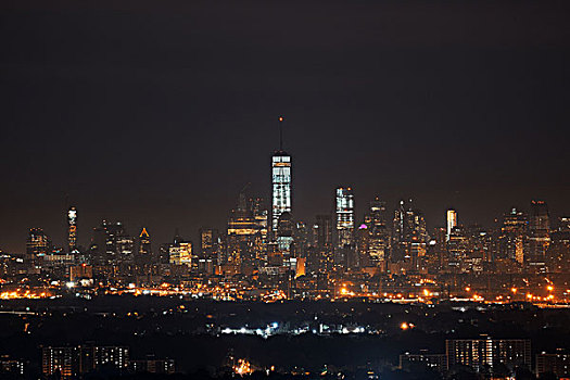 纽约,市区,天际线,夜晚