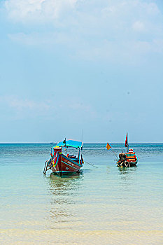 船,海洋,蓝绿色海水,龟岛,岛屿,海湾,泰国,亚洲