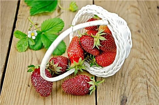 草莓,室外,篮子,木板