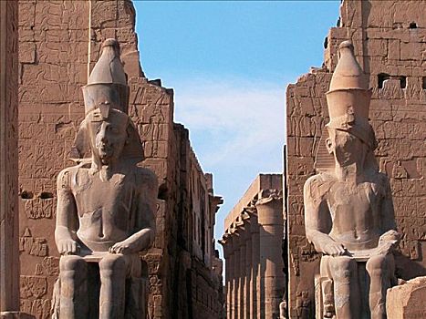 特写,两个,雕像,庙宇,卢克索神庙,路克索神庙,埃及