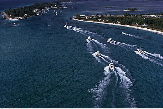 航拍,岛屿,船,巴哈马