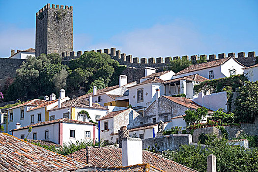 葡萄牙,奥比都斯,古城,墙壁,中世纪,建筑,历史