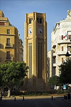 钟楼,地点,市区,贝鲁特,黎巴嫩,毁坏,16岁,内战,迟,90年代,相对