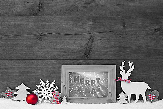 黑白,红色,圣诞节,背景,雪,框,圣诞快乐