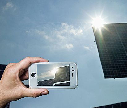 手机,展示,太阳能电池板