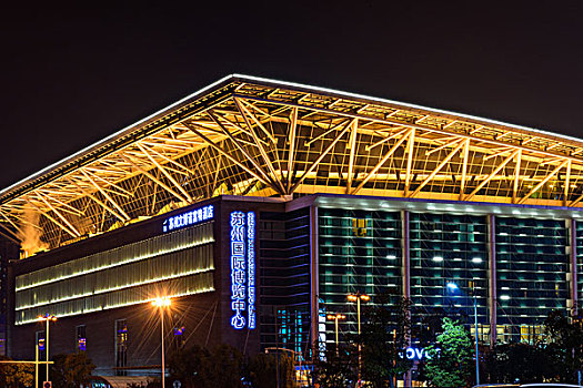 苏州金鸡湖月光码头夜色风景