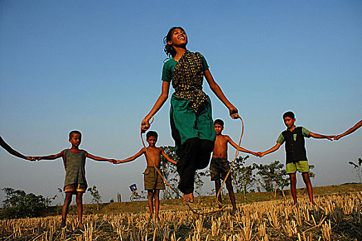孩子,玩,地点,孟加拉,2006年