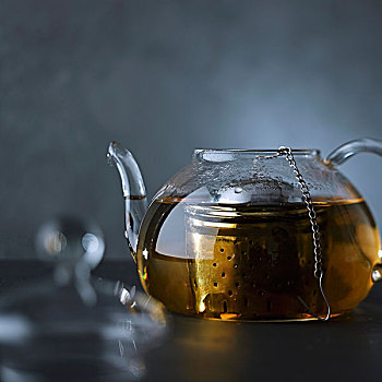 热,茶,玻璃茶壶