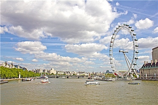 伦敦眼,泰晤士河,河,伦敦,英国
