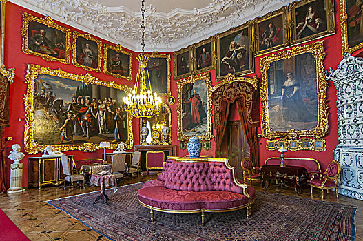 深红色,客厅,宫殿,靠近,卢布林,波兰