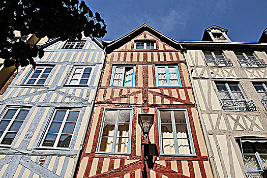 法国,诺曼底,鲁昂,半木结构房屋