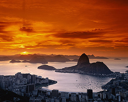 日出,甜面包山,里约热内卢,巴西
