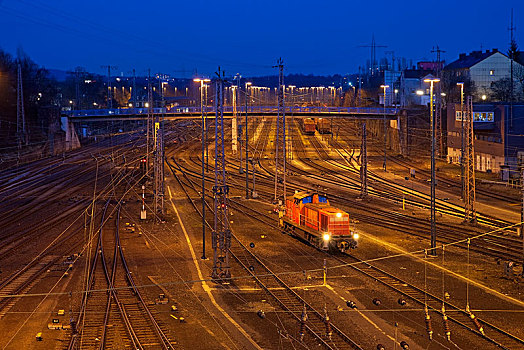 孤单,列车,货运列车,车站,哈根,地区,北莱茵威斯特伐利亚,德国,欧洲