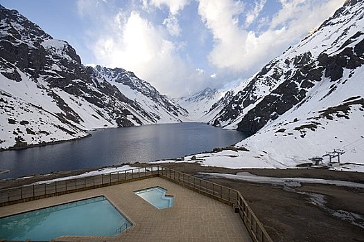 游泳池,滑雪胜地,安第斯山,智利