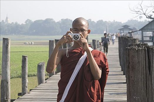 缅甸,僧侣,拍照