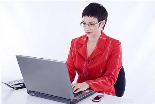 职业女性,办公室,工作,笔记本电脑