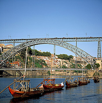 葡萄牙,波尔图,港口,葡萄酒,运输,船,河,桥