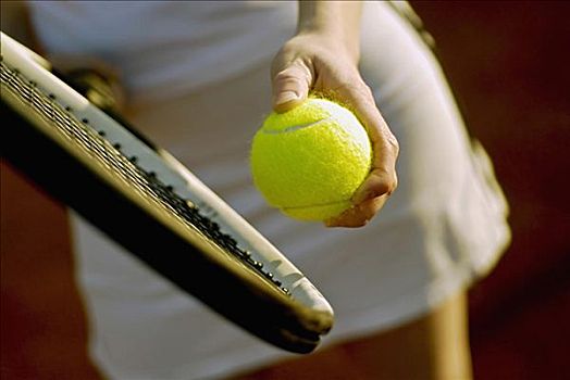 腰部,女人,玩,网球