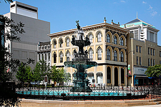 喷泉,城市,广场,阿拉巴马,美国