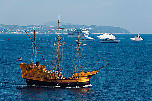 船,杜布罗夫尼克,达尔马提亚,克罗地亚,欧洲