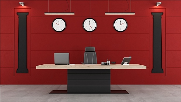 红色,黑色,现代办公室