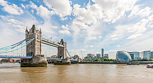 塔桥,上方,泰晤士河,南华克,伦敦,英格兰,英国