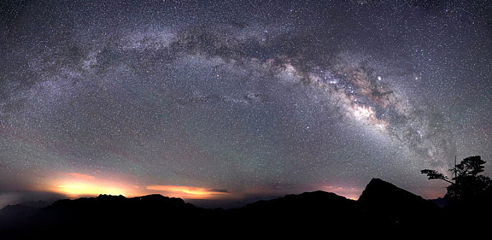 尖山,银河,星空,全景