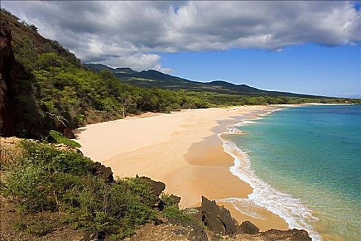夏威夷,毛伊岛,水,岸边,温暖,沙滩,山坡,高处