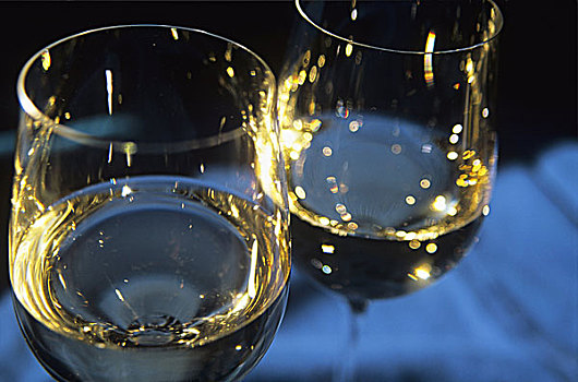 两个,玻璃,白色,葡萄酒