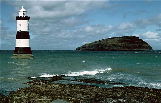灯塔,角嘴海雀,岛屿,安格尔西岛,北威尔士,艺术家