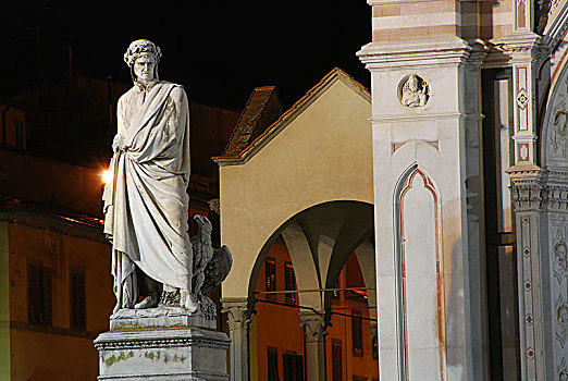 但丁-阿智利,雕塑,广场,佛罗伦萨,意大利
