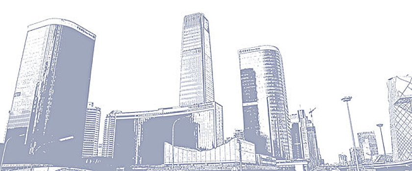 中国国际贸易中心建筑群铅笔画特效