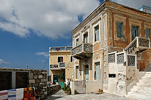 建筑外观,卡帕索斯,爱琴海岛屿,爱琴海,希腊,欧洲