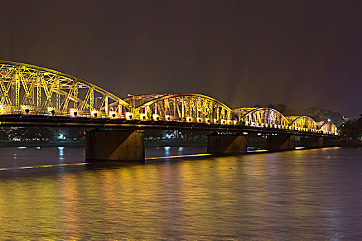 全景,桥,夜晚,色调,越南,亚洲