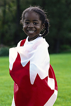小女孩,加拿大国旗