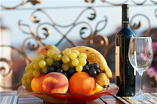 夏季水果,葡萄酒瓶